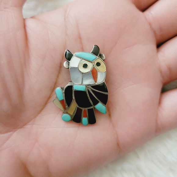 Vintage Zuni Owl Brooch Pin Combo - Picture 4 of 12